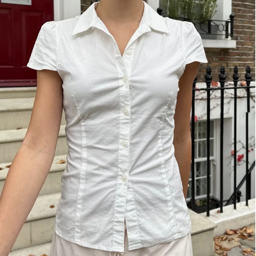 Brandy Melville White Button-Down Shirt